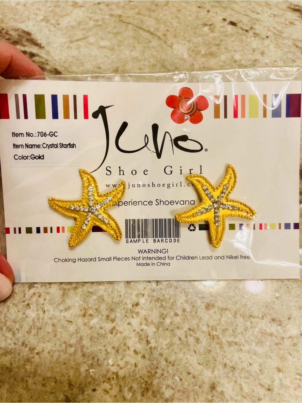 NWT Juno Shoe Girl Gold Starfish Shoe Charms